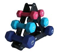 JFIT Dumbbell Set w/Durable Rack, Double Neoprene Coated Workout Weights, Solid Design Rack, 32 LB Set