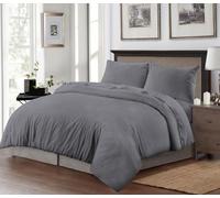 JFJ TRADERS Duvet Set, 100% Polyester, Brushed Microfiber, Embossed Stripe, Made in Pakistan (Charcol, Single)