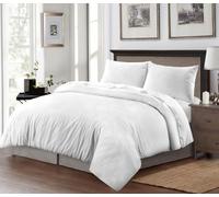 JFJ TRADERS Duvet Set, 100% Polyester, Brushed Microfiber, Embossed Stripe, Made in Pakistan (White, Super King)