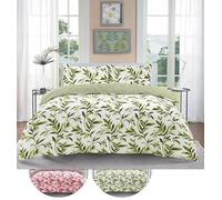 JFJ TRADERS Floral Ellie Leaf Duvet Cover Set with Pillowcase, Decorative Bedding Collection, Botanical Print Design (Green, Single)