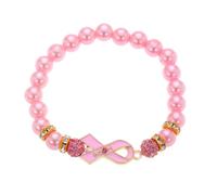 JFJXLM Breast Cancer Bracelets for Women Pink Ribbon Charm Bracelet Rhinestone Beaded Elastic Bracelets Adjustable Bracelet Breast Cancer Awareness Jewelry for Survivors Supporters Encouragement Gifts