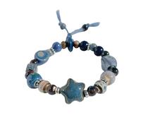 JFJXLM Ceramic Beaded Bracelet for Women Bohemia Porcelain Beads Stretch Bracelets Blue Star Braided Tassels Charms Bracelet Chic Ethnic Adjustable Bracelets Fashion Jewelry Christmas Birthday Gifts