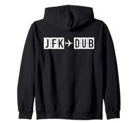 JFK DUB Flight Route New York to Dublin Codes Zip Hoodie
