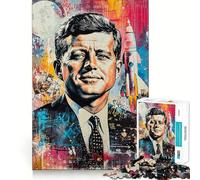JFK Space Race Painting Hard Jigsaw Puzzle for Adults 1000 Pieces Think Smart Serene Game Family Game Perfect Decor (38x26cm)