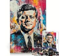 JFK Space Race Painting Hard Jigsaw Puzzle for Adults 1000 Pieces Think Smart Serene Game Family Game Perfect Decor (38x26cm)