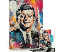 JFK Space Race Painting Jigsaw Puzzle for Adults 1000 Pieces Logic Fun Clear Hue Playful Challenge Santa Present (50x75cm)