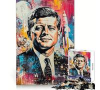 JFK Space Race Painting Jigsaw Puzzle for Adults 1000 Pieces Logic Fun Clear Hue Playful Challenge Santa Present (50x75cm)