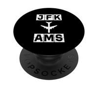 JFK to AMS Flight Route New York Amsterdam Codes PopSockets Adhesive PopGrip