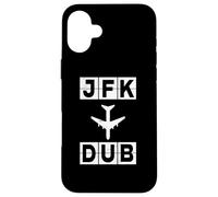 JFK to DUB Flight Route New York Dublin Codes Case for iPhone 16 Plus