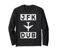 JFK to Dub Flight Route New York Dublin Codes Long Sleeve T-Shirt