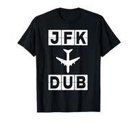 JFK to Dub Flight Route New York Dublin Codes T-Shirt
