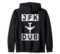 JFK to DUB Flight Route New York Dublin Codes Zip Hoodie