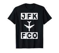JFK to FCO Airplane Route New York Rome T-Shirt