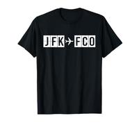 JFK to FCO Airplane Route New York Rome T-Shirt