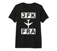 JFK to FRA Flight Route New York Frankfurt Codes Premium T-Shirt