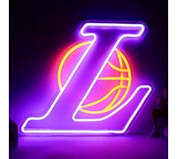 JFLLamp LED Neon Sign Light Up for Bedroom Man Cave Basketball Club Bar Wall Hanging Decor Gift for Los Angeles Basketball Fans Teens