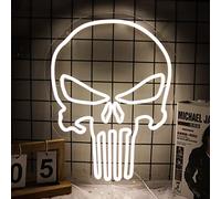 JFLLamp Skull Punisher Neon Signs for Wall Decor Punisher Logo Neon Lights for Bedroom Led Signs Suitable for Man Cave Living Room Bar Cafe Unique Gift for Lover, 5V USB Power 16.5 * 13 Inch(White)