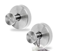 JFMANMSDS 2 Pcs Vacuum Suction Cup Hooks, Coat Towel Suction Hook for Bathroom, Premium Stainless Steel Suction Hooks for Bathroom, Suitable for Wall Glass Mirror Smooth Surface (Silver)