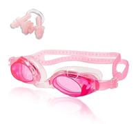 JFMANMSDS Swimming Goggles, Crystal Clear Vision, Anti Fog No Leaking Goggles with Nose Clip and Earplugs, For Adult Women Men Teenager & Kids (Pink)