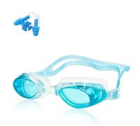 JFMANMSDS Swimming Goggles, Crystal Clear Vision, Anti Fog No Leaking Goggles with Nose Clip and Earplugs, For Adult Women Men Teenager & Kids (Blue)