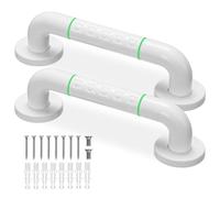 JFMkaer 2PCS White Minimalist Brushed Stainless Steel Bath Grab Rails with Anti-Slip Grip