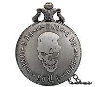 JFNHUTL Death Note Theme Quartz Necklace Pocket Watch Full Hunter Pendant Pocket Clock Cosplay Gift for Student Anime Boy Sweater Chain