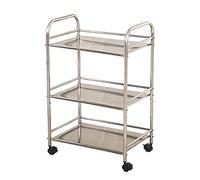 JFNHUTL Multifunctional Portable Movable Cart,3 Shelf Cart Trolley on Wheels, Stainless Steel Rolling Equipment Cart Utility Cart for Beauty Salon Spa Storage,S,S L M