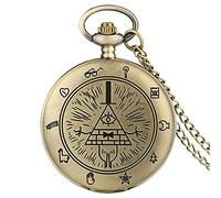JFNHUTL Quartz Pocket Watch Gravity Bill Cipher Fall Time Gem Necklace Pendant Clock Gifts