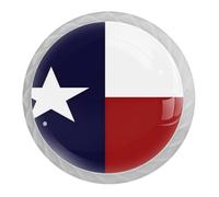 Jfniub 4 Pcs Texas Flag Lone Star US American Flag Glass Drawer Knobs White Dresser Knobs Drawer Pulls Door Knobs Dresser Drawer Handles for Kitchen Wardrobe Cupboard Hardware Furniture