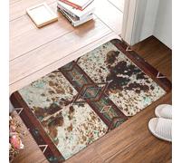 Jfniub Bath Mat Cowhide Print Western Quick Dry Bathroom Rugs Non Slip Absorbent Shower Flannel Rug Floor Mat for Bathroom,Bathtub,Sink,Bedroom,16"X24"