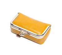 JFNKLFG Elegant Portable Kiss Lock Coin Purse Pouch Solid Color Leather Jewelry Bag Classic Anti-Lost Small Item Storage(Yellow)