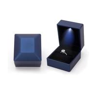 JFNKLFG Heart Square Shaped Light Ring Box Jewelry Display Storage Wedding Engagement for Proposal, Wedding(Dark blue-Square)