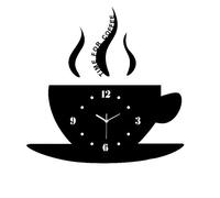 JFNVModern Kitchen Wall Clock Coffee Cup Shaped Silent Non Ticking Decorative Living Room,Black