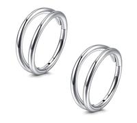 JFORYOU 2PCS Double Nose ring Hoop 18G 16G Clicker Hinged Segment Septum Ring 316L Surgical Steel Helix Cartilage Conch Tragus Hoop Earrings Rook Lip Labret Piercing Jewellery for Women Men Silver