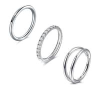 JFORYOU 3PCS Helix Hoops Double Nose Ring Hoop Hinged Segment Clicker 20G 316L Surgical Steel CZ Cartilage Conch Daith Tragus Septum Ring Body Piercing Jewellery Earrings Silver