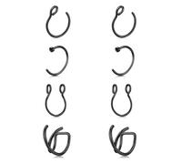 JFORYOU 4 Pairs Stainless Steel Fake Nose Ring Hoop No Pierced False Lip Tragus Septum Rings Earrings Black Piercing Jewelry