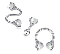 JFORYOU Dragon Claw with Synthetic Gemstone Helix Cartilage Tragus Daith Forward Helix Earrings Piercing Jewelry for Women and Men White Cat Eye Stone