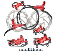 JFOYH zoom HB876 4-Piston Pre-Bled Hydraulic Disc Brake Set for Mountain Bike, Bike Disc Brake Kit with 160mm Rotors, Front and Rear Levers(PM Adapter Included) - Left-Front&Right-Rear