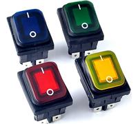 JFQOWCMP Rocker Switch 1pcs 4 PIN Heavy Duty Waterproof 220V Light Illuminated 16A 250VAC 20A 125VAC DPST(Giallo)