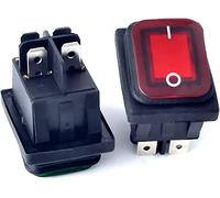 JFQOWCMP Rocker Switch 1pcs 4 PIN Heavy Duty Waterproof 220V Light Illuminated 16A 250VAC 20A 125VAC DPST(Rosso)