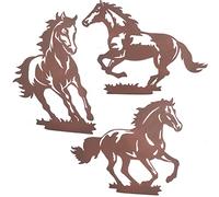 JFRISING Metal Horse Wall Art Decor Rustic Concise Western Horse Decoration, Wild Horse Wall Decor Running Horse Hanging for Living Room Bedroom Bathroom Indoor Outdoor Housewarming Gift 3 Pack