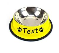 jfs Custom Personalized Stainless Steel Dog or Cat Bowl for Water and Food, Custom Names Feeding Bowl for Large Small Dogs Food and Water (Yellow)