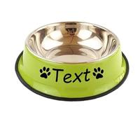 JFS Custom Personalized Stainless Steel Dog or Cat Bowl for Water and Food, Custom Names Feeding Bowl for Large Small Dogs Food and Water (Green)