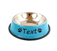 jfs Personalized Stainless Steel Dog Cat Bowl Water Food Feeding Bowl with Custom Names for Large Small Dogs Food and Water (Blue)