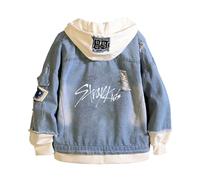 JFSKFOU Denim Jackets Stray Kids Mens Hoodies Casual Streetwear Sweatshirt for Hoodies for Men Women Sports Coat Tops (Denim4,M)
