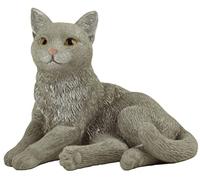 JFSM INC. 3" Lounging Grey Cat Figurine - Resin Desktop Cat Statue for Home or Office Decor,
