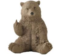 JFSM INC. Holiday Stocking Stuffer, Brown Bear Raising Middle Finger Figurine Funny Hilarious Decor - Gifts, Cabin Themed