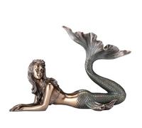 JFSM INC Lounging Mermaid of Gazing Gulf Lustrous Bronze Finish Statue 11 Inch