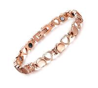 JFUME Women Bracelet Rose Gold Heart Shape Stainless steel Bracelet with Link Remove Tool 7.5" Adjustable