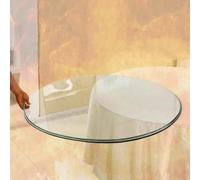 JFUNANQH Round Glass Table Top 20inch Clear Round Glass Tabletop, Large Transparent Flat Circular Sheet, Tempered Glass Kitchen Table Top Service Tray(55cm(22inch))